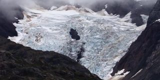 阿拉斯加山顶上的冰川遗迹。气候变化