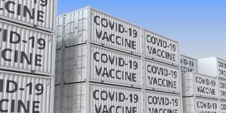 装有COVID-19冠状病毒疫苗的集装箱