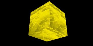 未来抽象立方体黄辉光棕飞波形声音频音乐球振荡，可视化波形技术数字表面