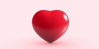 红色的心脏在粉红色的背景上跳动。一个单一的物体。情人节与医疗健康理念。爱和感情的象征。4K镜头的运动图形视频。无缝循环