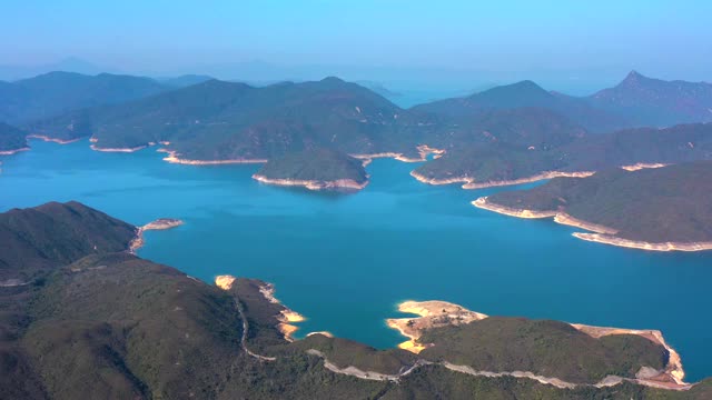 航拍香港国家地质公园万宜水塘