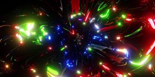 霓虹隧道的循环动画，闪烁着五颜六色的灯光。布鲁姆