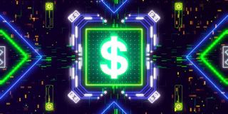 美元货币符号动画数字背景。金融和商业。