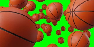 许多篮球上的绿色色度键。