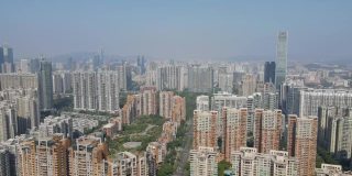 广州城市建筑景观天际线鸟瞰图