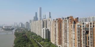 广州城市建筑景观天际线鸟瞰图