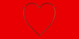 Loop Ready Valentine's Day Gold Heart打开4K分辨率的红色背景