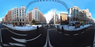 360度全景视频，gran via Madrid与雪的hyperlapse