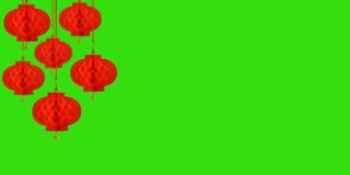 红色的纸灯笼。循环动画与阿尔法通道