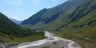 沙拉冰川，山谷，冰舌，冰碛，高加索山脉，乌什古里，高加索，格鲁吉亚