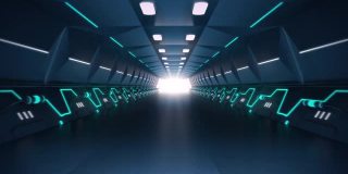 摄像机通过未来的隧道光移动，3D动画