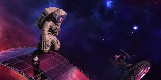 宇航员在莫比乌斯带上无休止奔跑的迷幻科幻3D动画