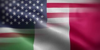 美国意大利国旗混合纹理波浪前背景高清