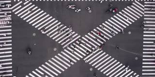 T/L无人机视角的城市街道十字路口