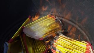 春节祭祖，烧纸金视频素材模板下载