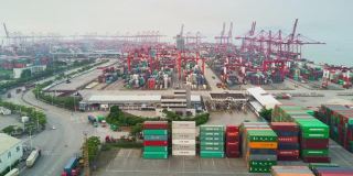 中国白天时间深圳著名港口航拍全景图4k时间间隔