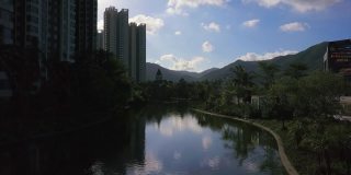珠海市晴天居住公寓小区江湖航拍全景4k中国