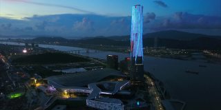 暮光珠海国际会展中心湾航拍4k中国全景图