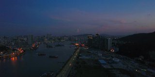 日落时分，珠海江湾航拍4k中国全景