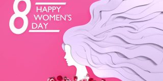 可Loopable Number 8 Happy Women's Day Text and Women Silhouette to Celebrate 3月8日International Women's Day in 4K Resolution