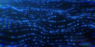 技术抽象背景的未来设计，数据数字波浪运动，网络蓝色背景美丽的运动波动粒子点纹理