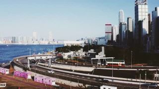 香港的城市航拍，市中心的摩天大楼视频素材模板下载