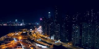 中国香港夜景鸟瞰图
