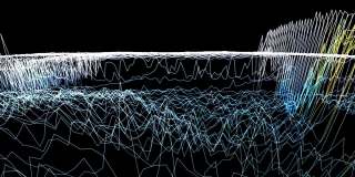 抽象的现代几何背景与移动的数字线或波浪。Loopable未来动画。创意图形纹理的商业动画。音乐音响效果。