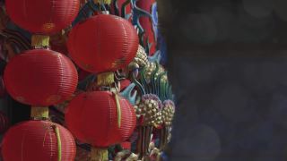 唐人街地区传统的中国新年灯笼。视频素材模板下载