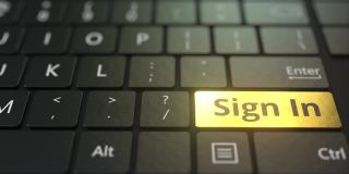 黑色的电脑键盘和金色的签到键