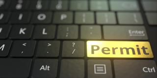 黑色的电脑键盘和金色的允许键