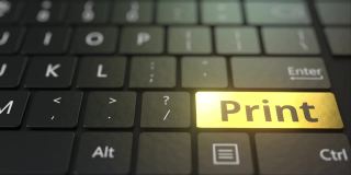 黑色电脑键盘和金色打印键