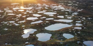 在黄河源头的湿地上，有许多湖泊，它们就像镜子一样
