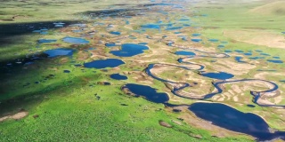 草原湿地遍布着众多的湖泊