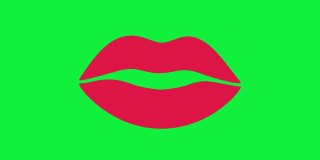 最小动作gif设计。时尚红性感唇吻绿色屏幕