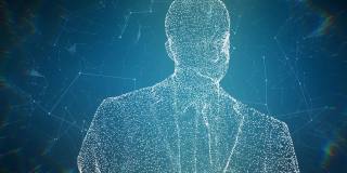 抽象人脸分析的三维渲染。生物识别扫描概念。身份验证技术。Loopable动画。