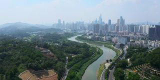 鸟瞰图的城市景观在深圳城市，中国