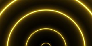 暗背景与圆黄色灯光动画。简单抽象的无缝循环运动图形概念