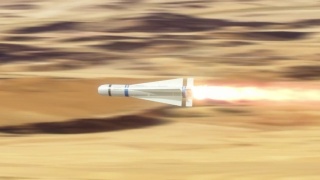发射导弹飞过沙漠。视频素材模板下载