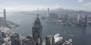 描述未分级的10位DLog-M航拍香港城市天际线