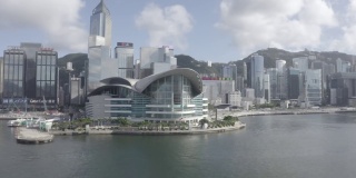 描述未分级的10位DLog-M航拍香港城市天际线