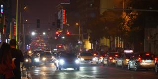 夜光时分，照亮长沙市交通街道全景4k中国