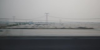 青岛到南京城市日落时间火车公路旅行工业视图乘客pov全景4k中国