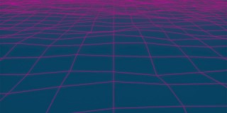 波形霓虹网格，计算机生成。3d渲染背景