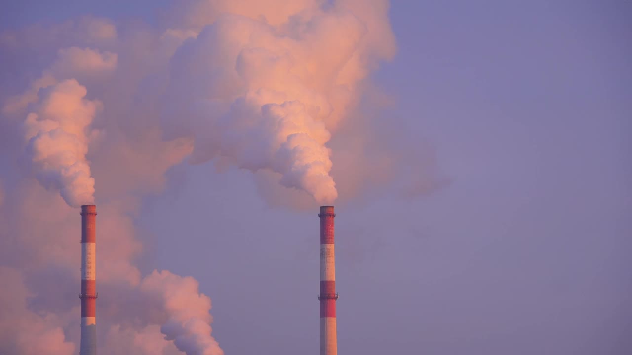 吸烟的工厂烟囱。环境问题环境污染