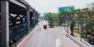 4 k决议延时。曼谷早上高峰时段交通堵塞，以城市景观概念的交通。