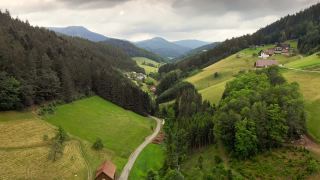 飞越德国黑森林的田园诗般的山谷视频素材模板下载