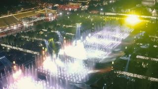 大雁塔喷泉广场鸟瞰图，西安，陕西，中国视频素材模板下载