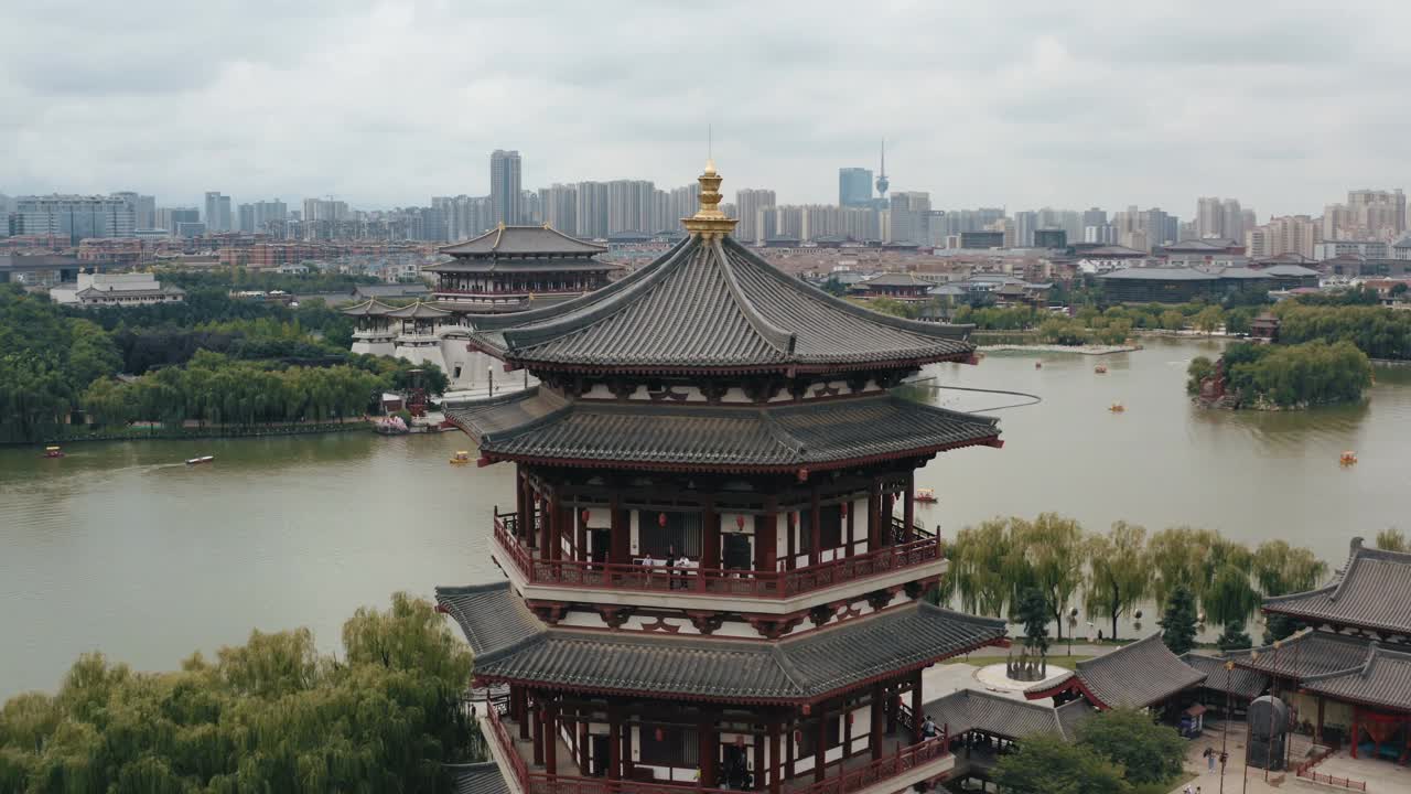 中国西安，唐天堂鸟瞰图。
