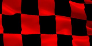方格红黑赛车旗视频在风中飘扬。方程式赛车旗背景。开始比赛方格旗循环特写1080p全高清镜头。红黑方格开始完成赢得比赛旗帜